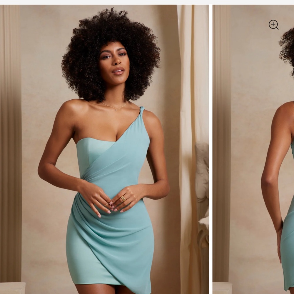 Oh Polly One-Shoulder Teal Dress